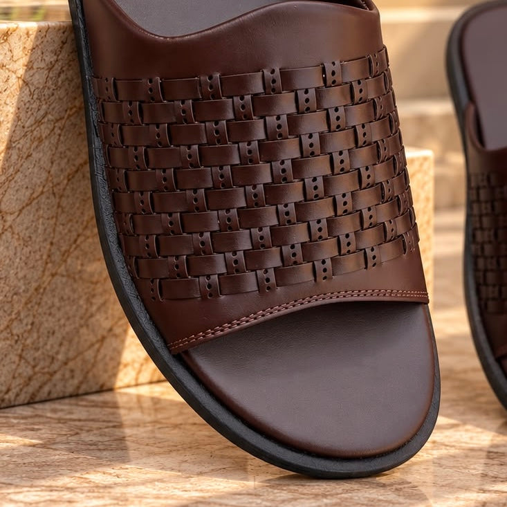 Brown Braided Slide