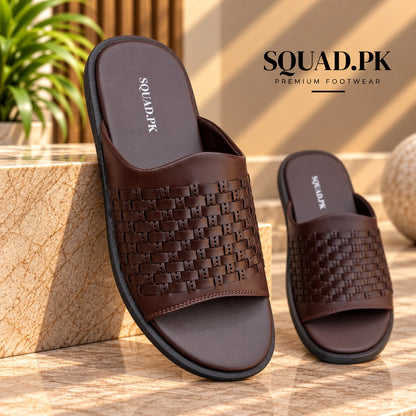 Brown Braided Slide