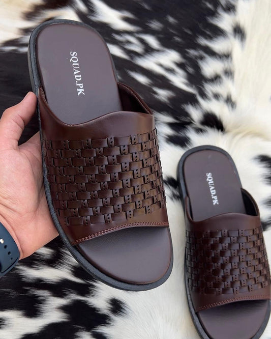 Brown Braided Slide